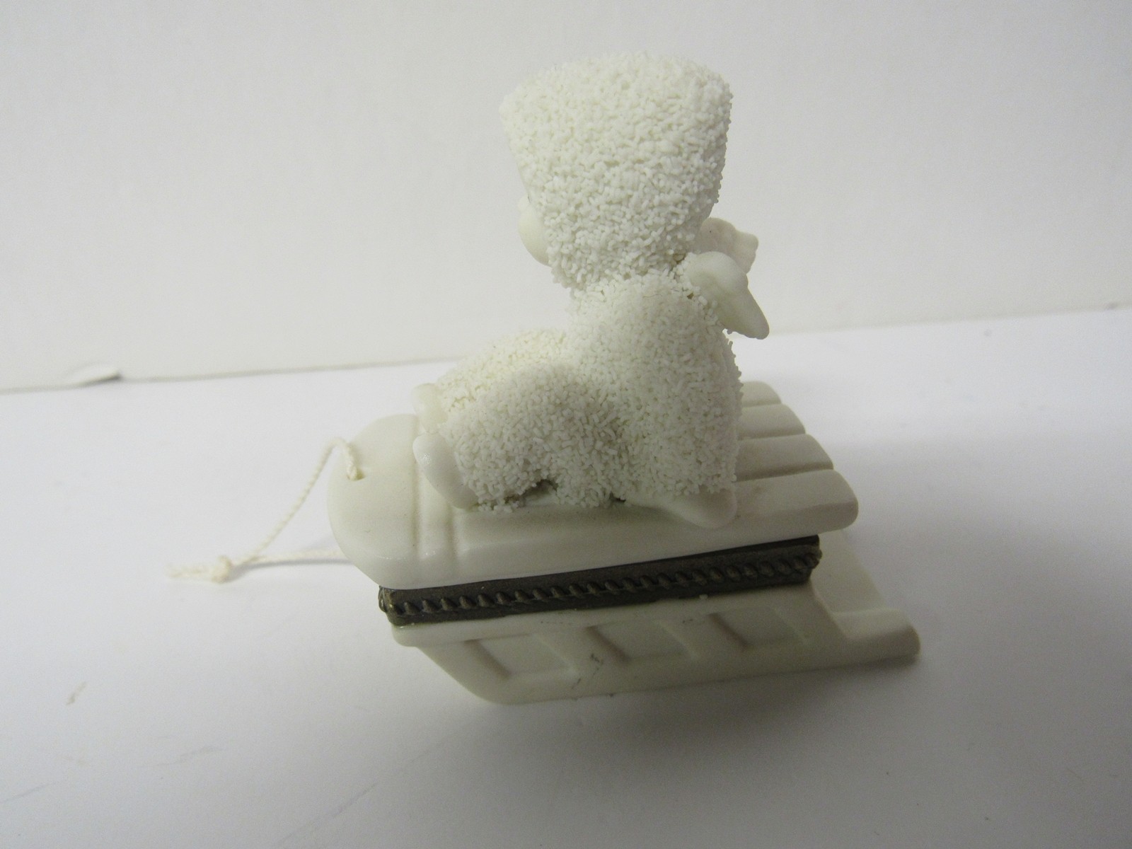 Dept 56 Snowbabies Hinged Trinket Box Hold on Tight Snowbaby On Sled Ships Free