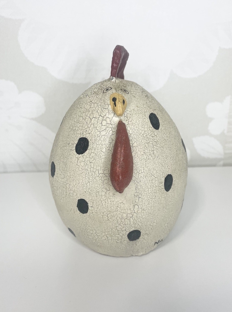 Vintage Chicken Crackled Canvas Folk Art 6 Inch Natalie Silitch Handcrafted