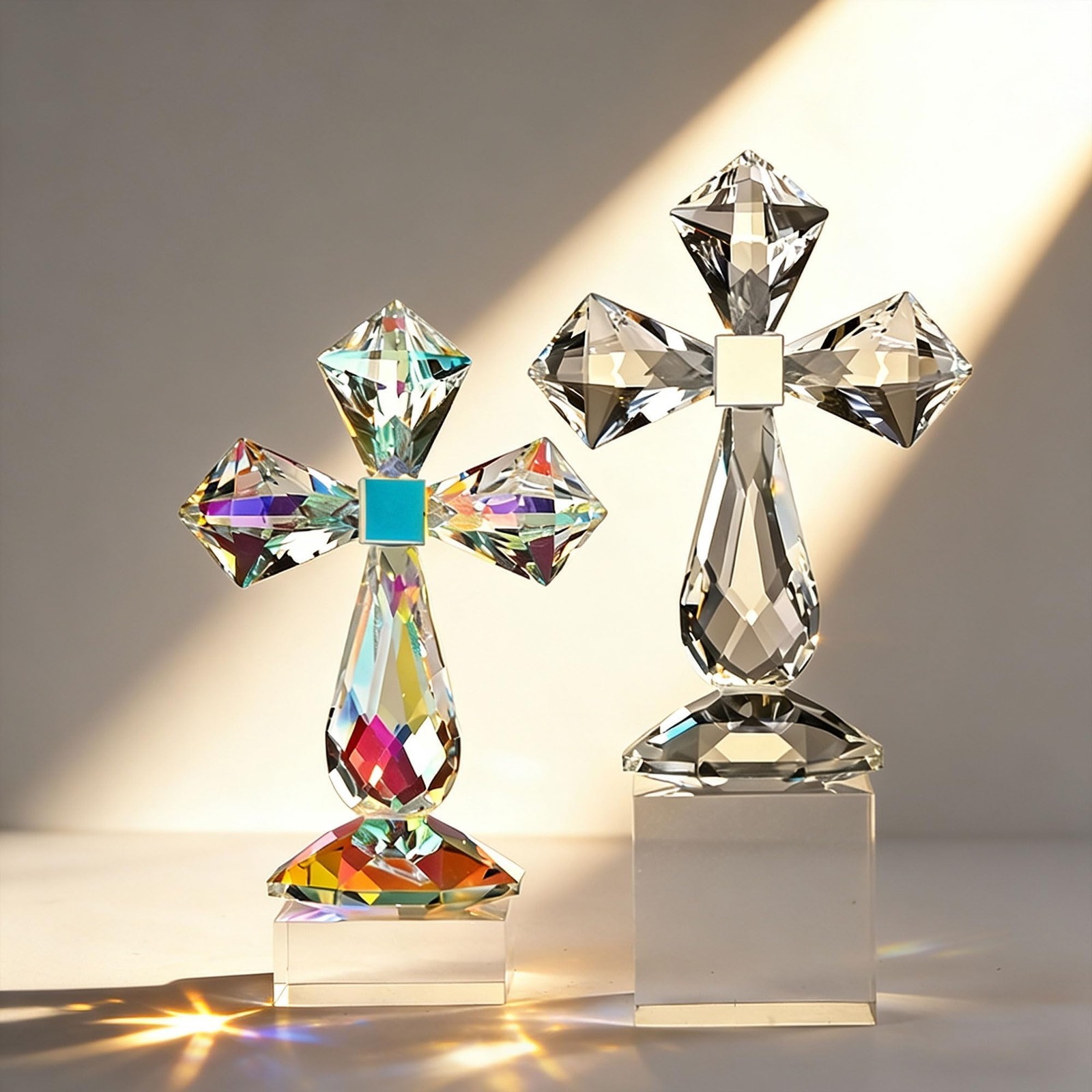 Colorful Crystal Cross Standing Decor, Religious Gifts for Women Men, Crystal…