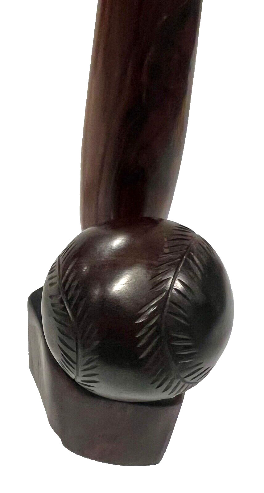 Vintage Mahogany Solid Wood Baseball & Bat Hand Carved Desk Decor Set 16″ H