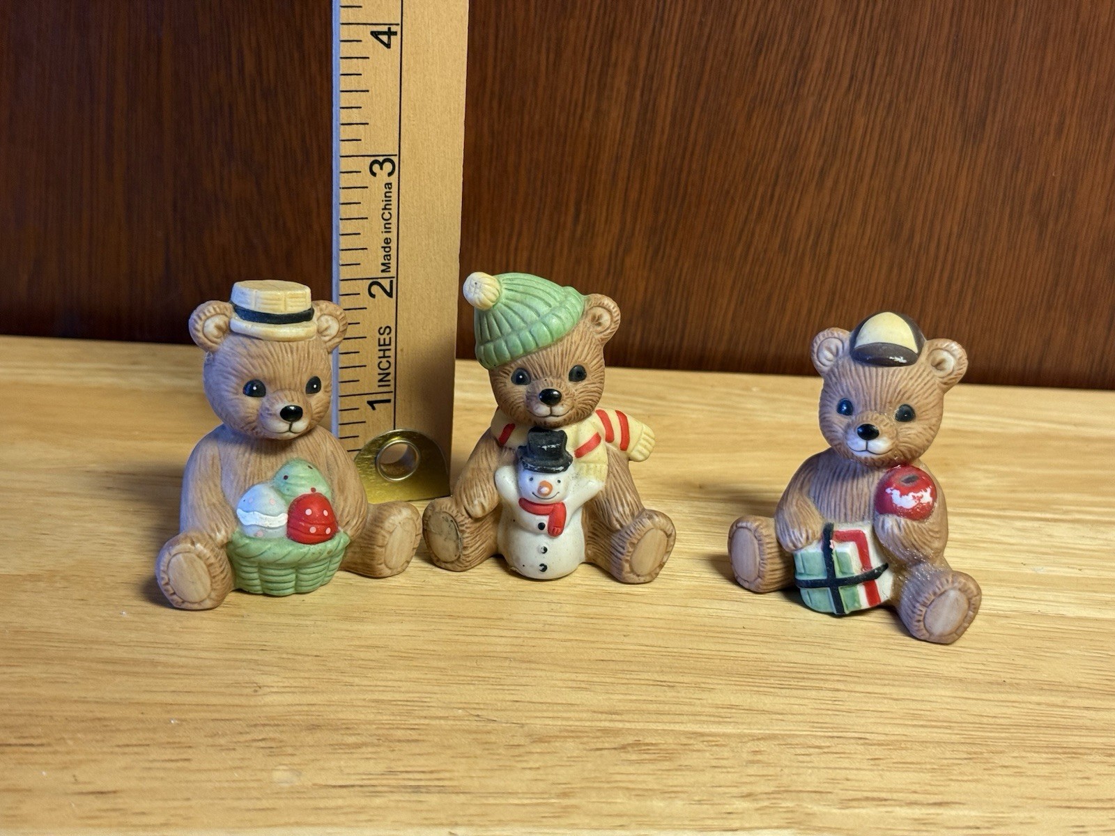 Vintage HOMCO Bear Holiday Christmas Figurines #1413 Set of 3