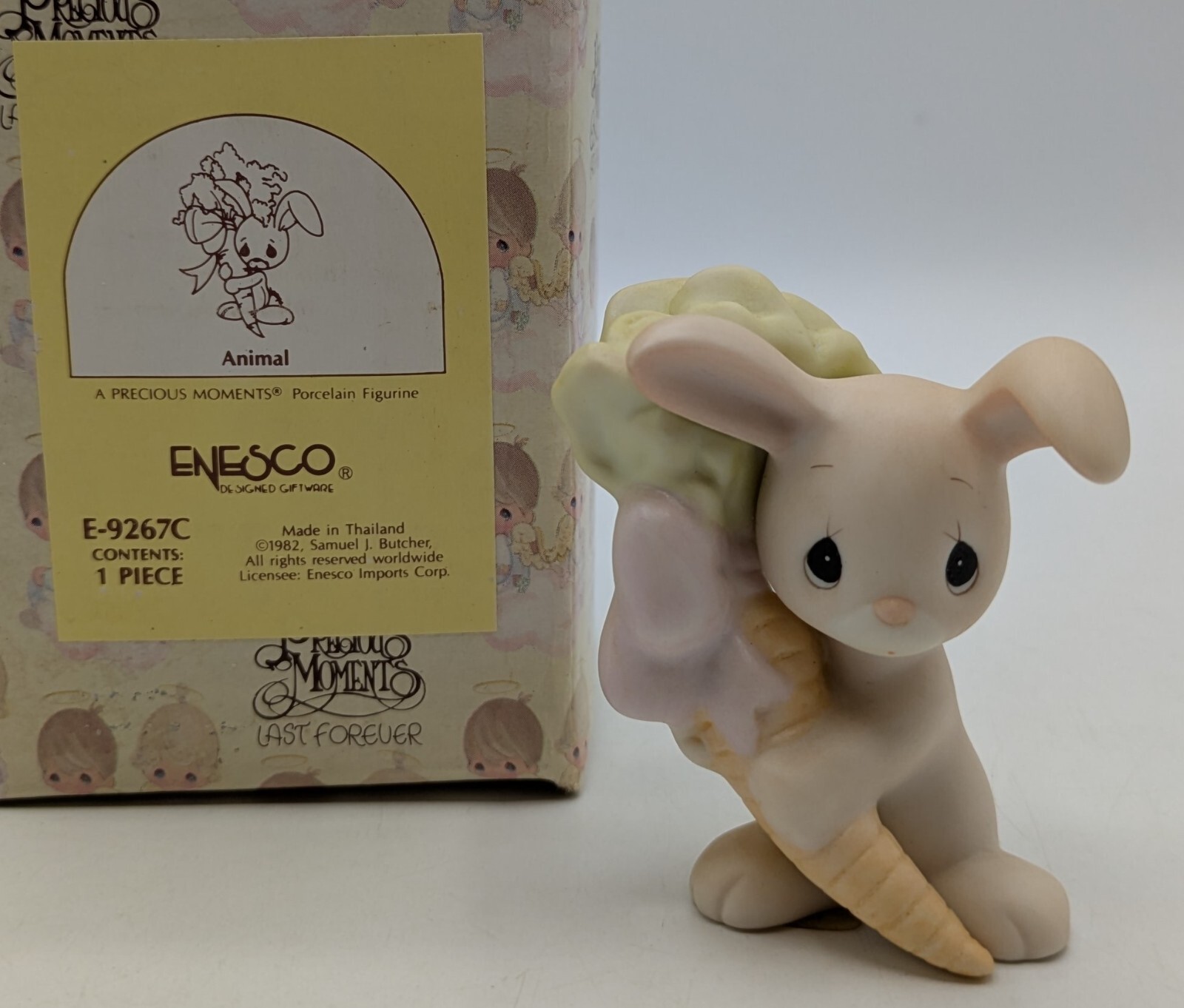 Precious Moments Bunny Rabbit with Carrot 1982 Figurine E-9267C