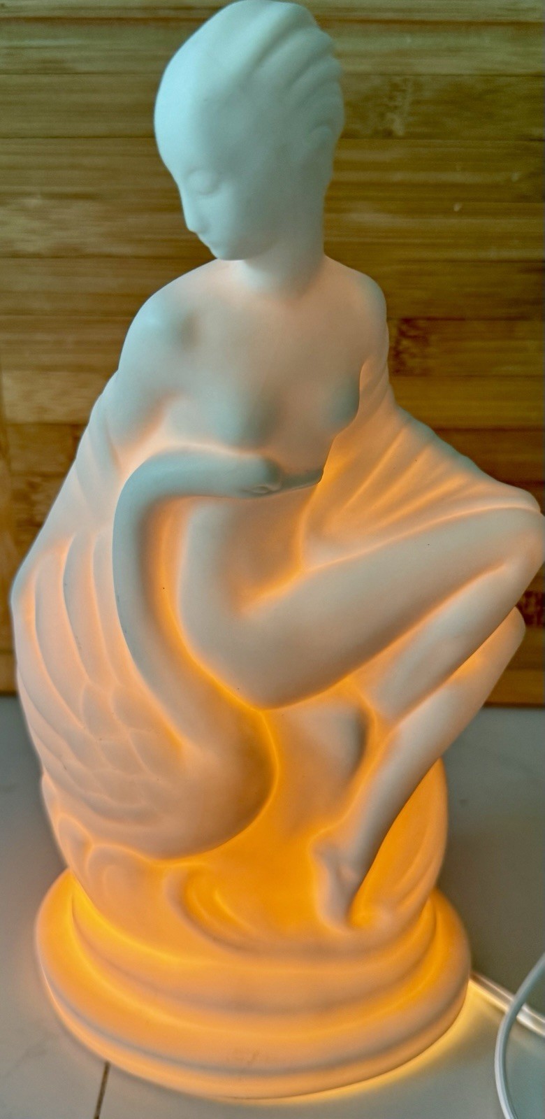 LENOX Vintage Antique 1929 DECO Porcelain LEDA & SWAN Figurine Light