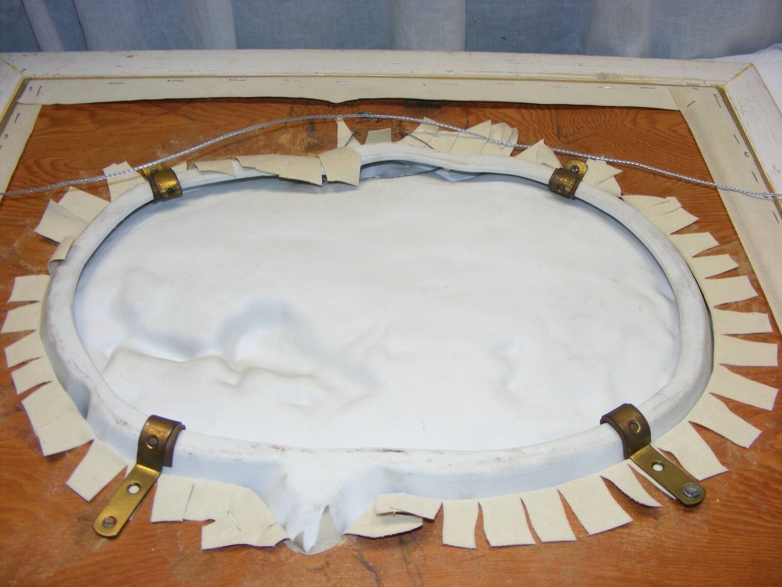 Vintage Porcelain Victorian Couple Wall Art Landscape Scene Playing Sheep Framed