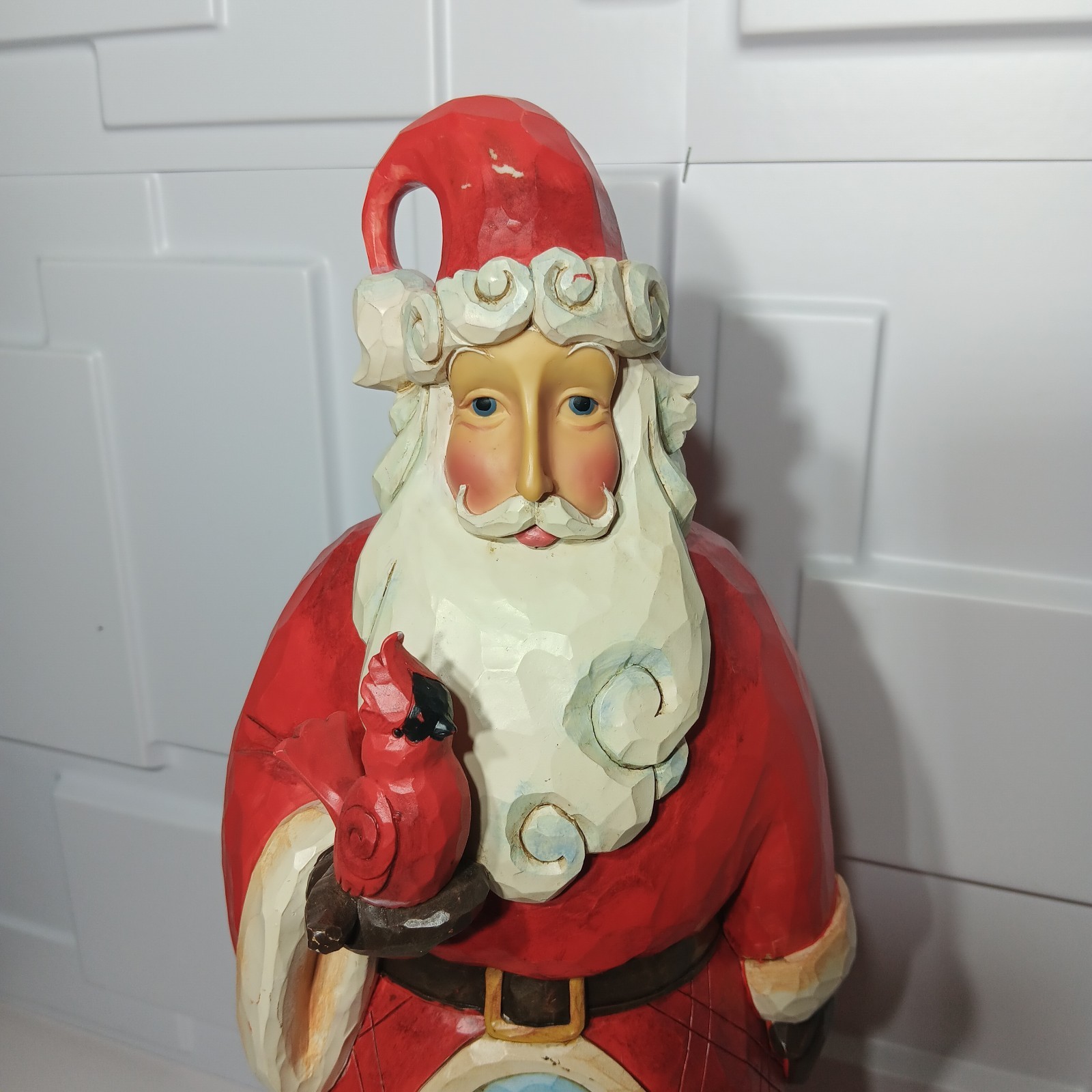 Jim Shore Santa Claus With Cardinal Bird Heartwood 19.5 Inches Tall Rare