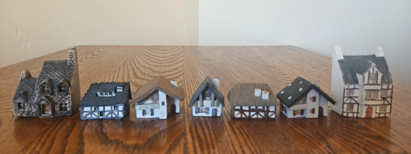 Mixed Lot 7 Vtg Clay Pottery Bisque Miniature House Village 2 Philip Laureston