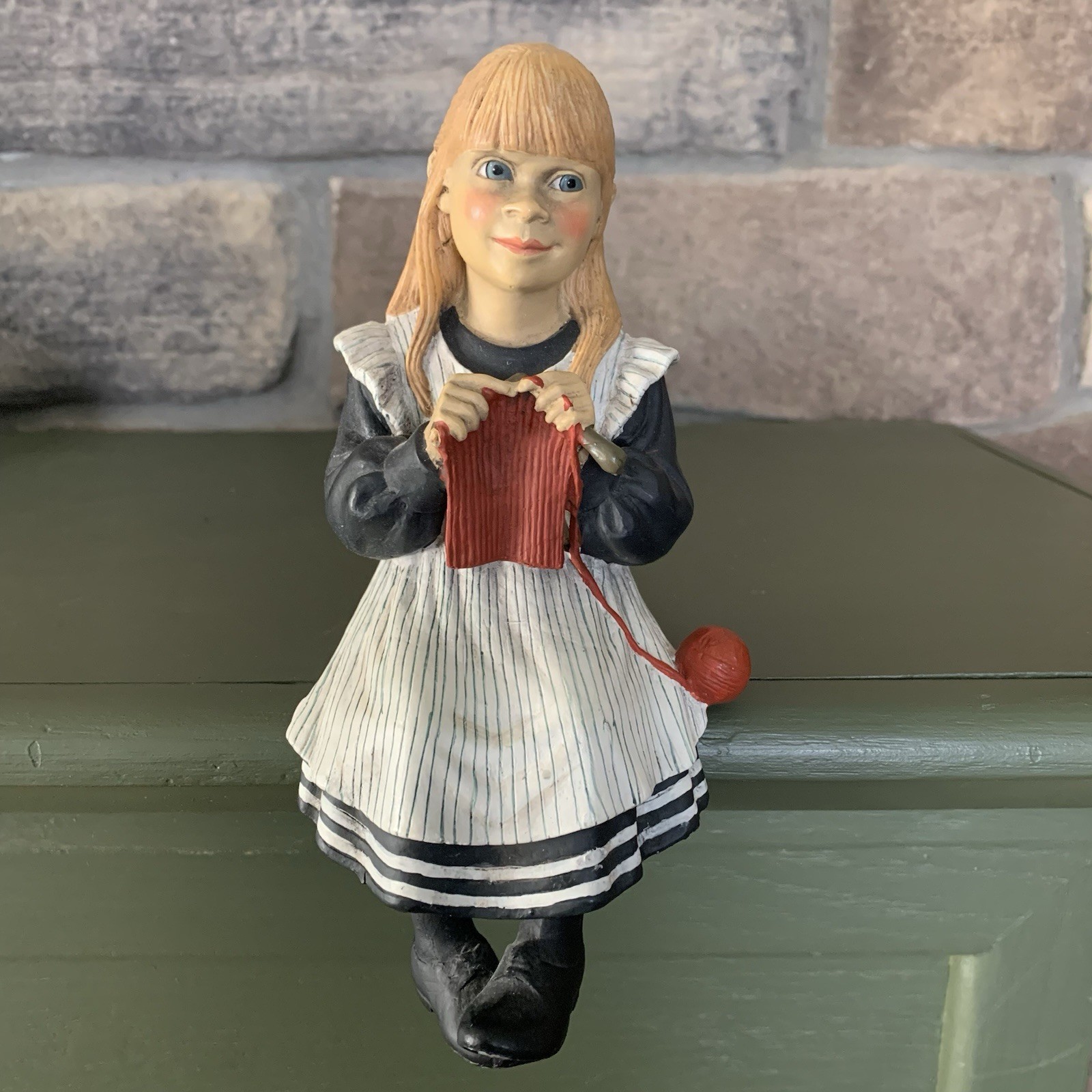 Vintage 8″ Scandinavian Nordic Girl Figurine Knitting