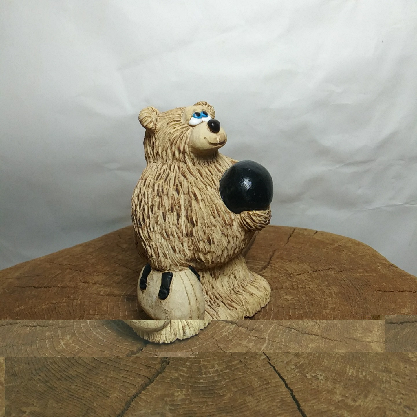 Imitating Life Figurine Going Bowling Bear Sheila Phillipp Handmade In USA