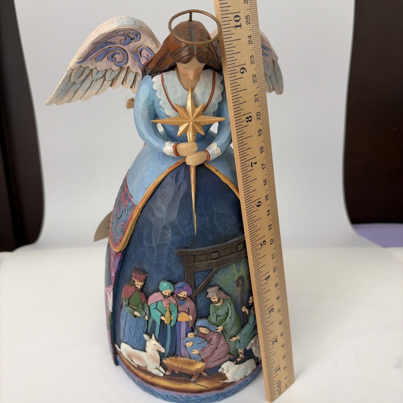JIM Shore Angel with Nativity Scene figurine #4059760BT “Unto Us A Son Is Given”