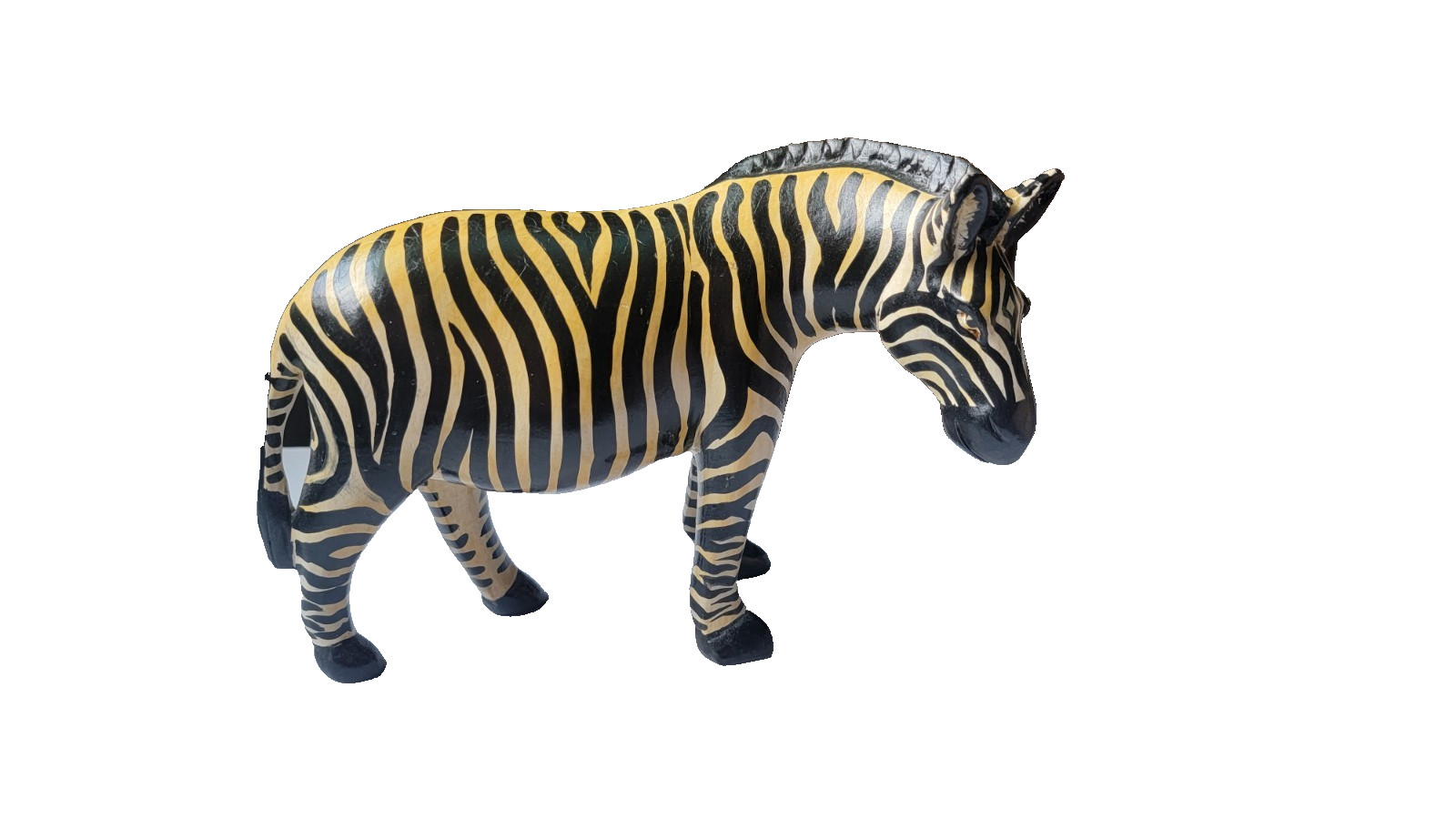 Vintage African Art Hand Carved and Painted Wooden Zebra , 10″ long
