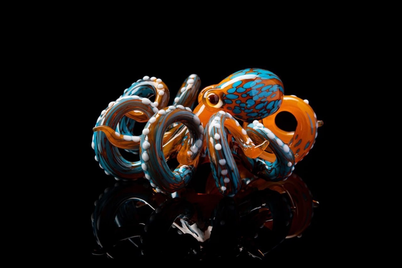 Blown Glass Octopus glass figurine Octopus Glass Ocean Octopus Kraken Glass