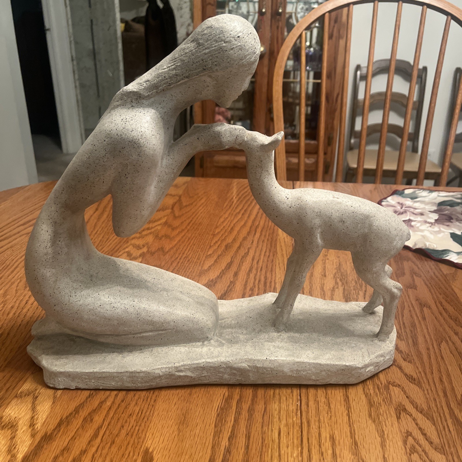 1981 WOMAN WITH FAWN STATUE SCULPTURE by MARC LA POINTE Austin Productions
