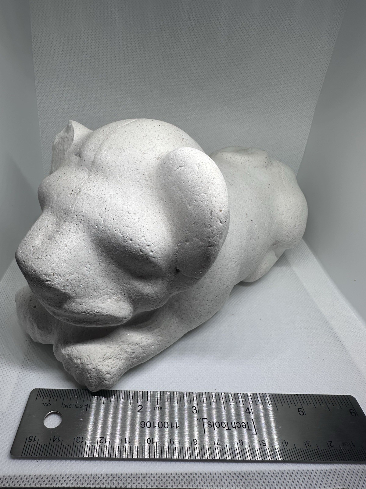 Metropolitan Museum of Art White Stone Cat Figurine, Maker Mark