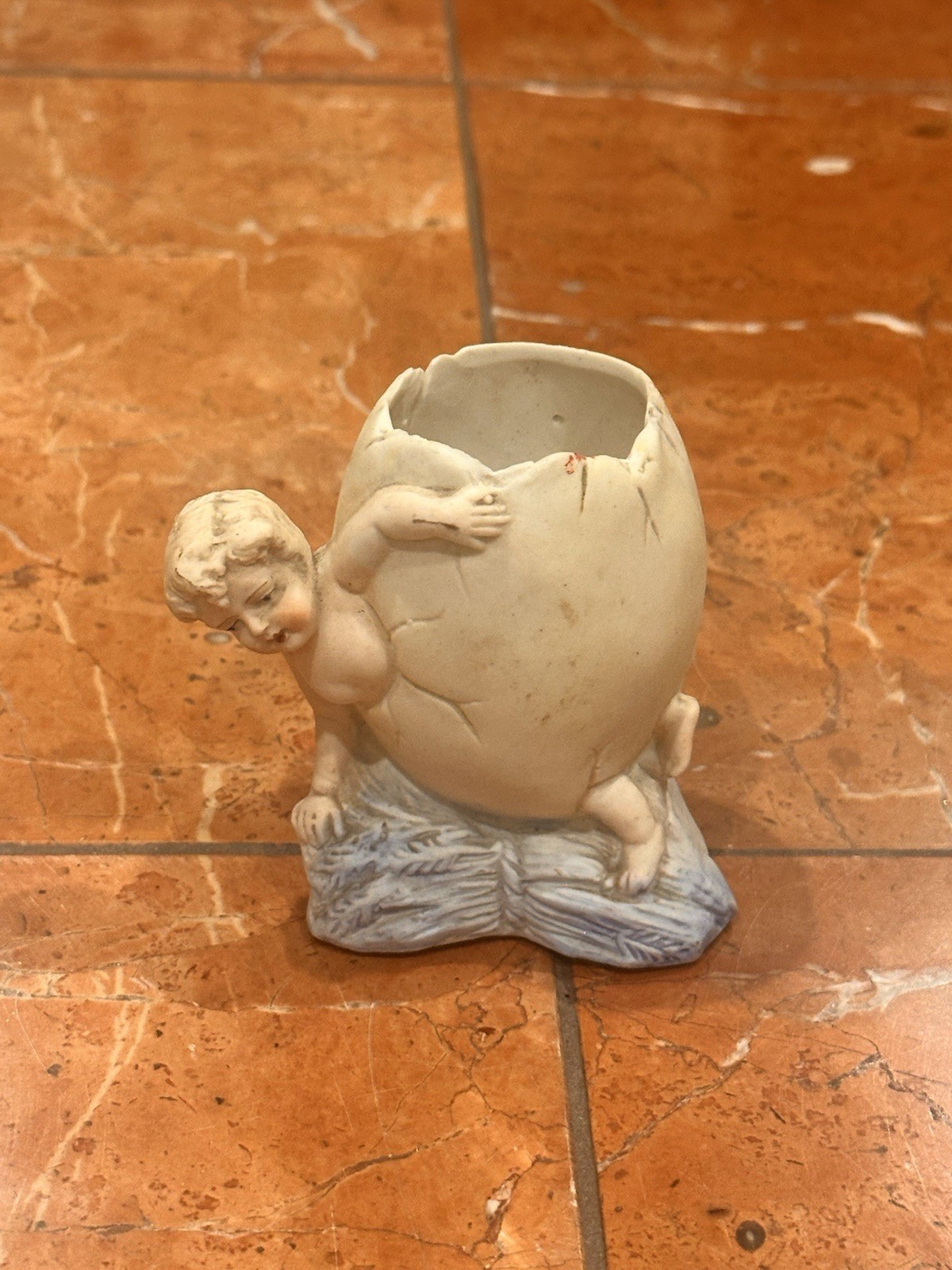HEUBACH GERMAN ANTIQUE ART NOUVEAU EGG SHELL BABY BOY CHILD CANDY RARE BROKEN