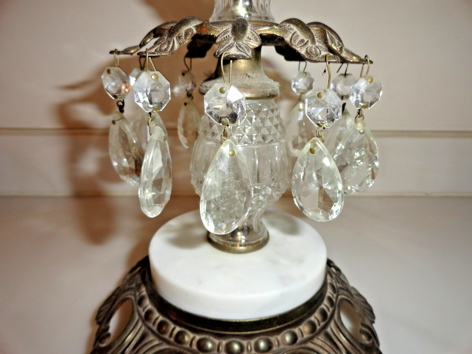 Vintage Scale Of Justice Crystal Brass Prisms Marble Base Regency Law 23” Tall