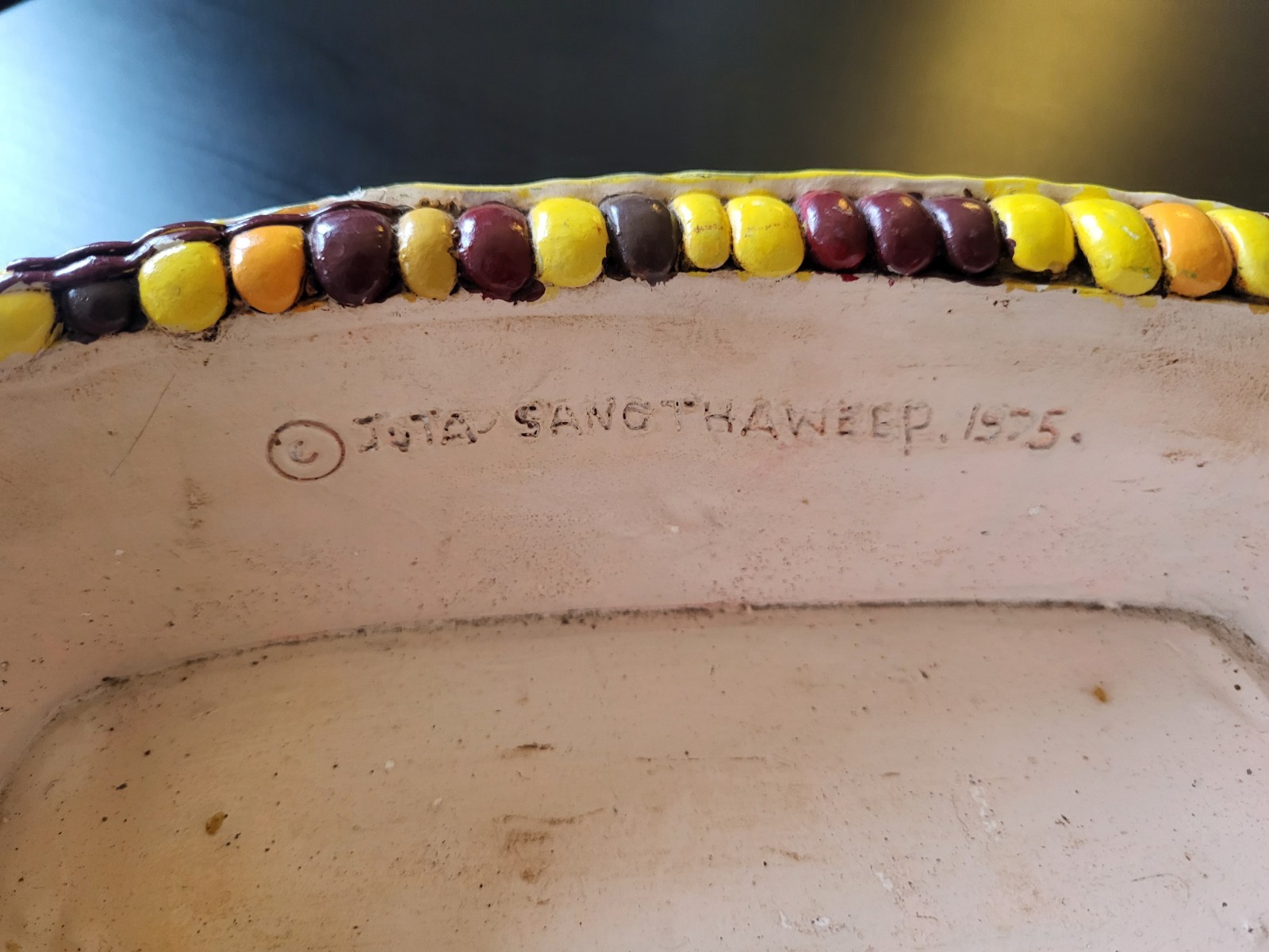 Juta Sangthaweep Rare 1975 Chalkware Ear Of Corn With Ladybug 13.5″ Long