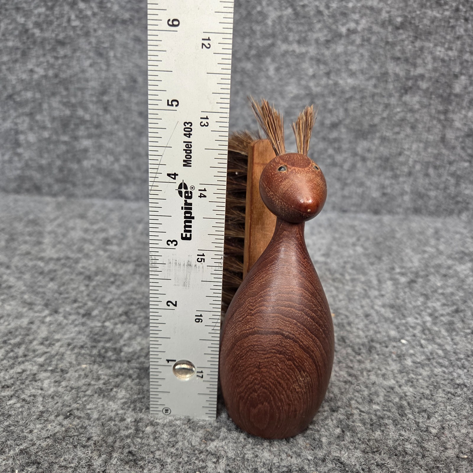 Unique Vintage Denmark Johannesen Handmade Wood Brush Tail Squirrel Weird Quirky