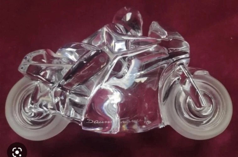 Scarce Signed DAUM FRANCE Crystal Circuit Motorcycle /Racer by XAVIER FROISSART