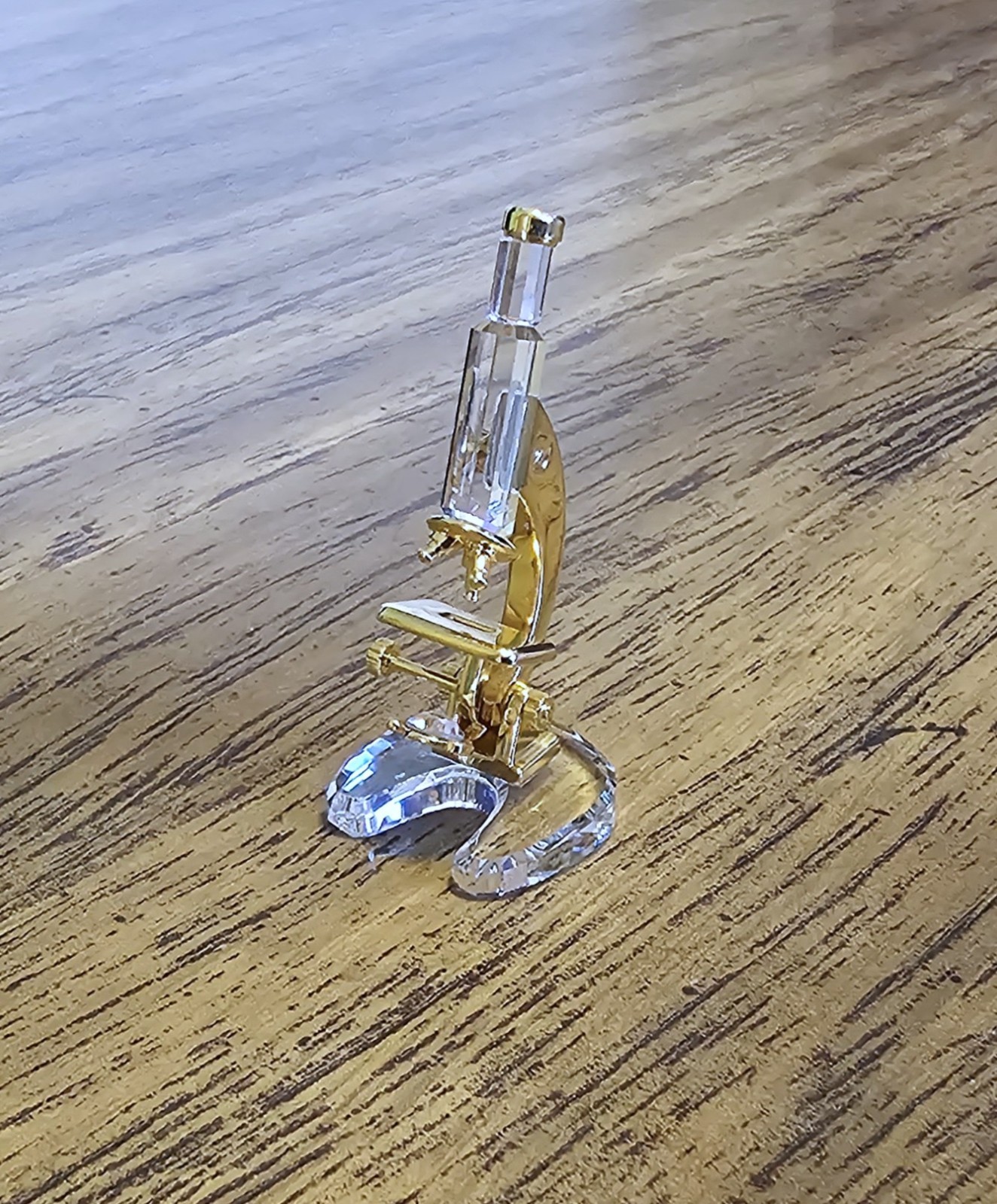 🔬 Swarovski Crystal MINI 2001 Times Past, Gold Plated, Microscope Figurine, NIB