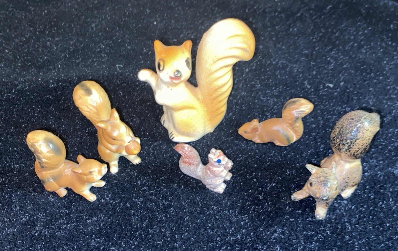 Vintage Miniature Brown Squirrel lot of 6 figurines
