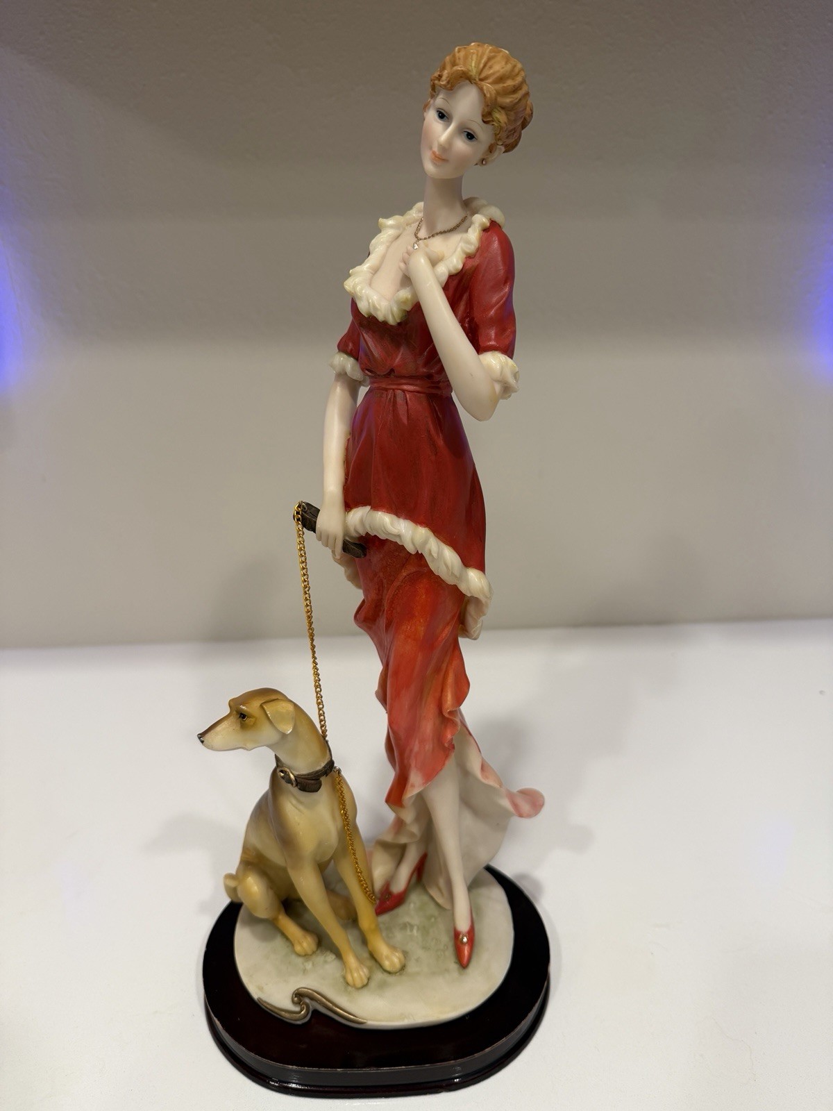 Vintage Giovanni Ceramic Handmade Statue Figure 1930’s Woman Lady DogTurtle King