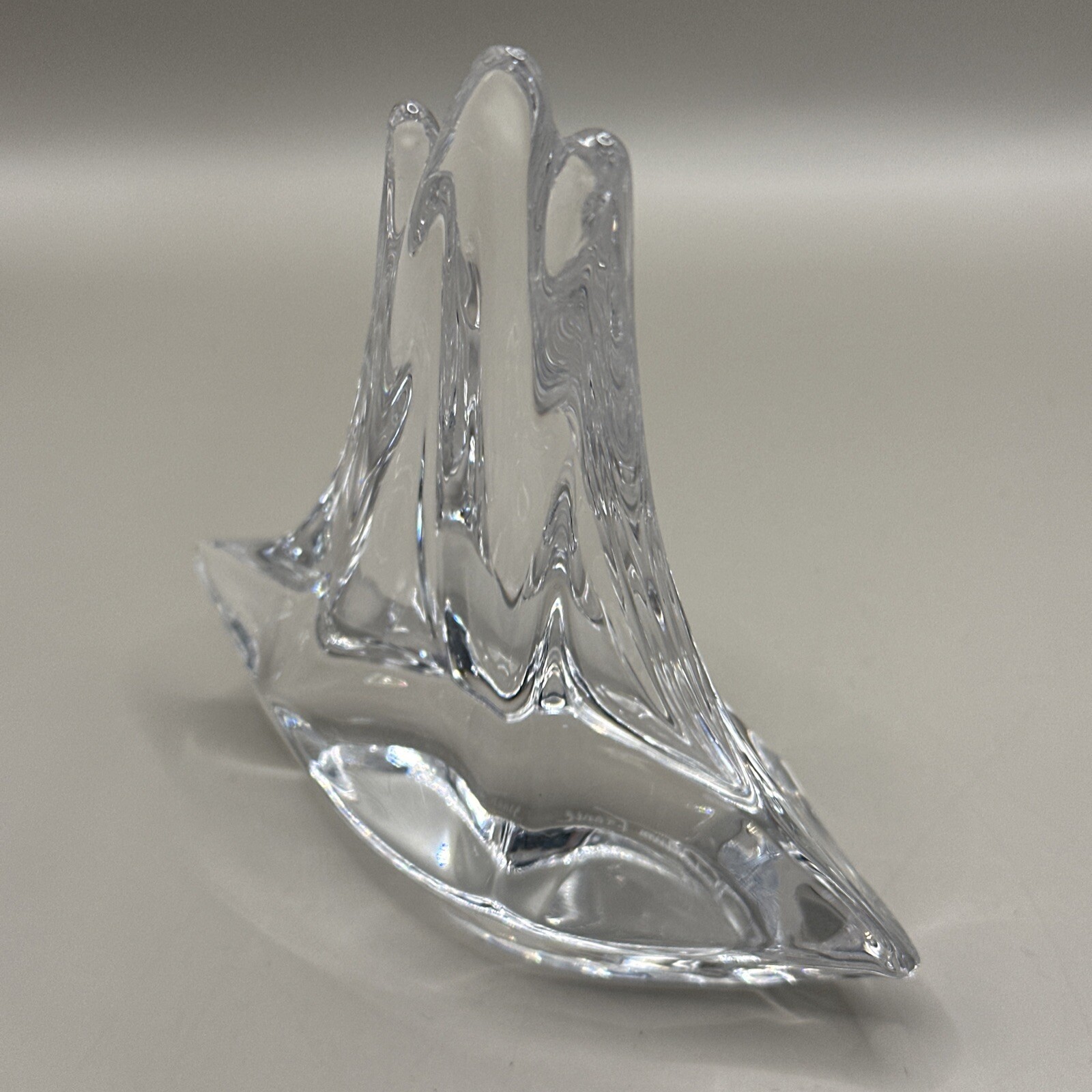 Daum French Sailboat Paperweight Art Glass/Crystal Three Mast Sculpture 4″