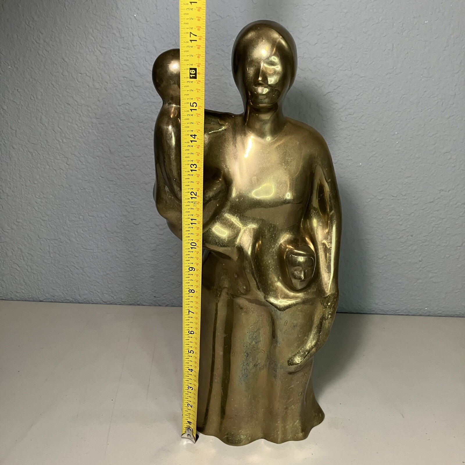 1987 DOLBI CASHIER BRASS ART DECO STATUE STATUARY Woman And Children 17.5 Inches