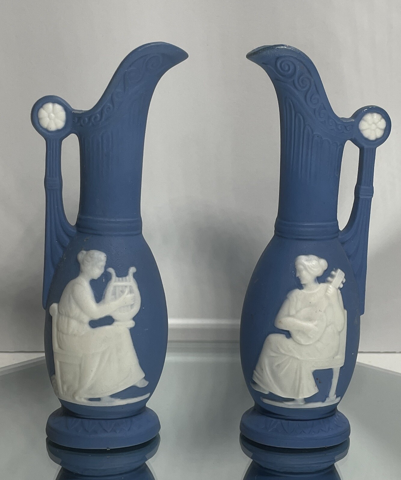 Vintage Wedgwood-Style Jasperware 2 Mini Pitchers