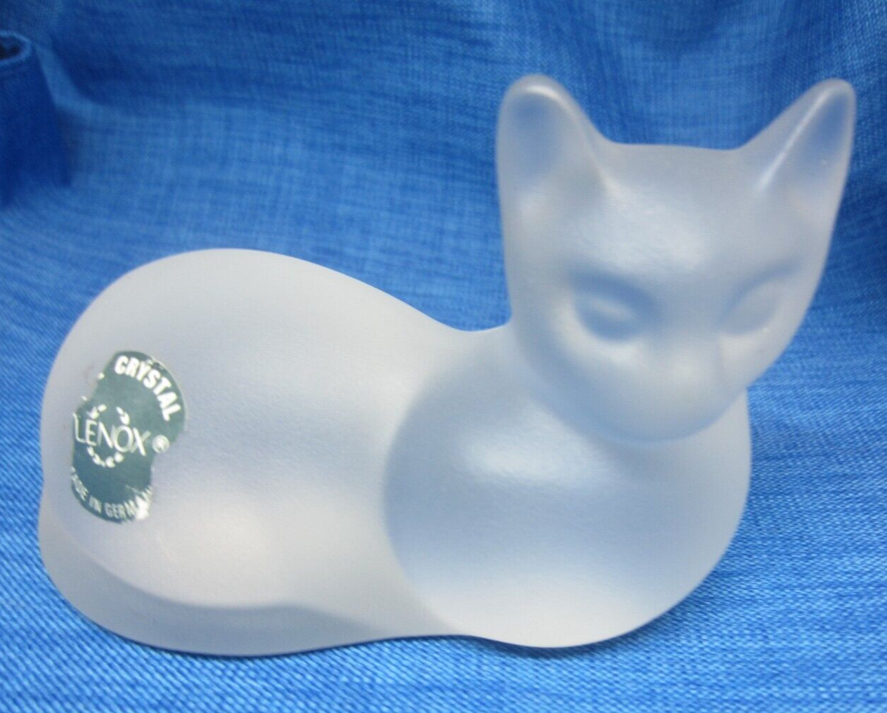 Vintage LENOX Frosted Fine Crystal Art Glass Cat Figurine Made in Germany 4″