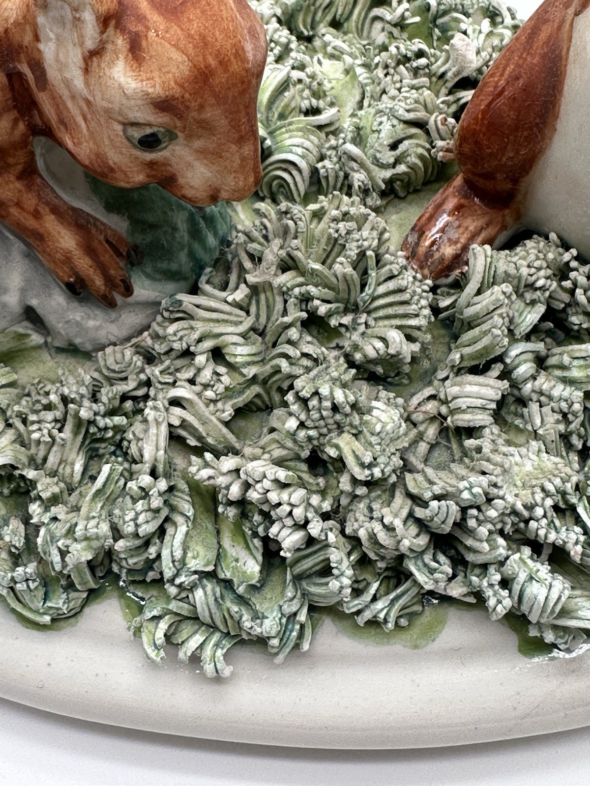 VTG NICE! Porcelain Squirrels handmade in Italy Fall Trinket Container Decor
