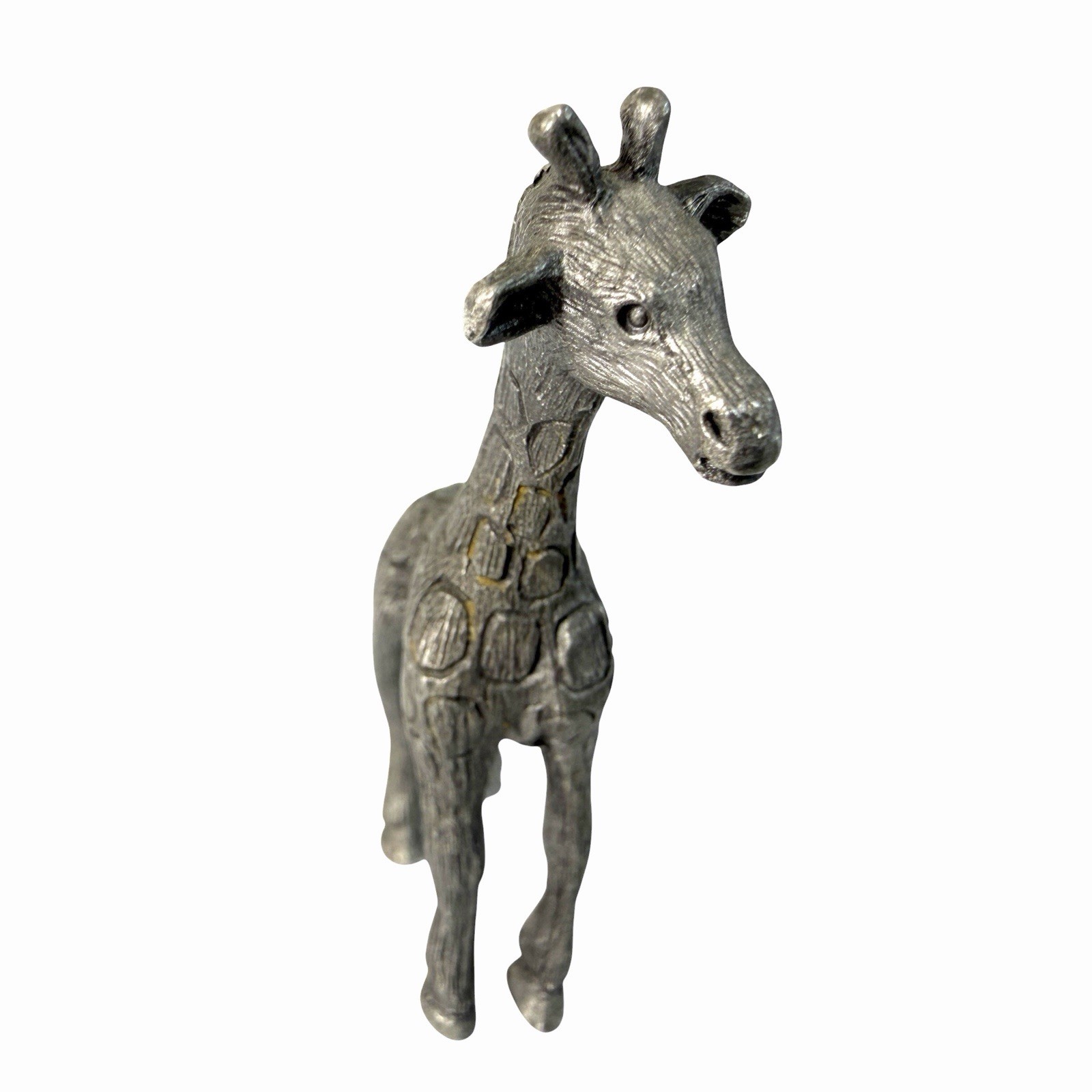 Vintage Spoontiques Giraffe Pewter Zoo Animals Figurine Statue Decor 2.25″ Tall