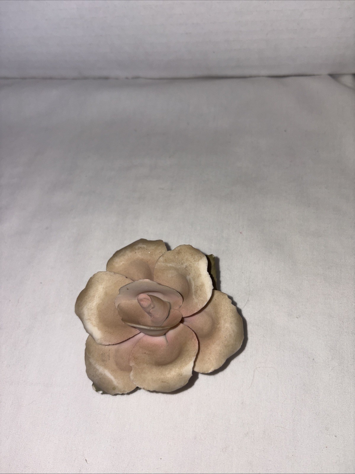 Vintage 1950’s-60’s Bisque Porcelain Rose Figurine Golden Crown E&R Italy Stamp