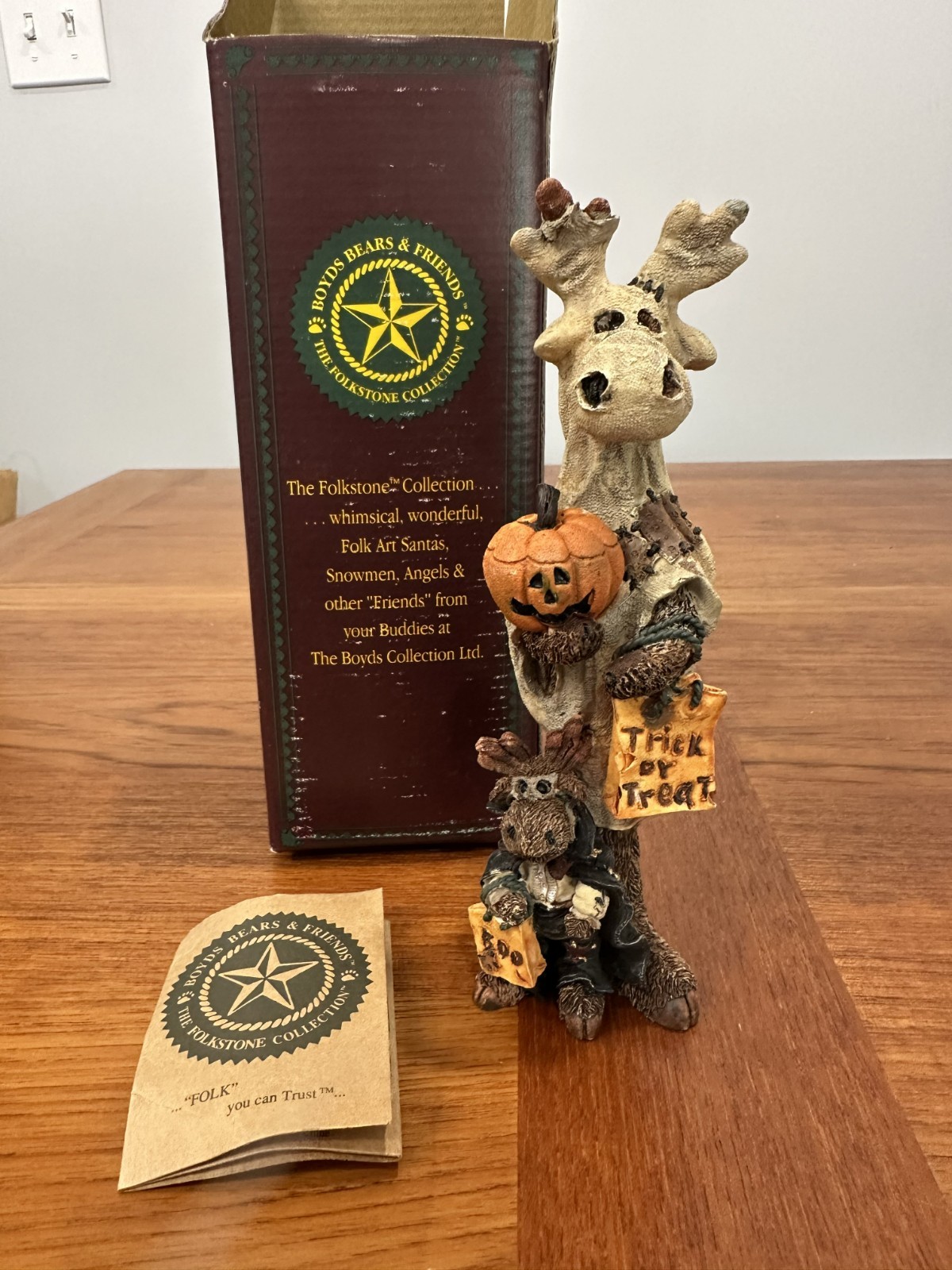 Boyds Bears Folkstone Boowinkle Vonhindenmoose Ghost Figurine 2831 Box COA 1995