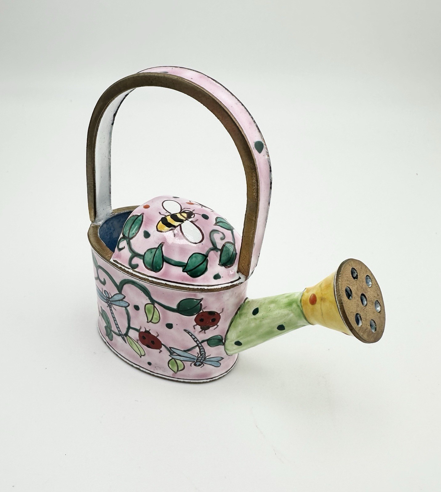 Kelvin Chen Enamel Mini Watering Can Trinket Box Ladybug Bee Dragonfly 1999