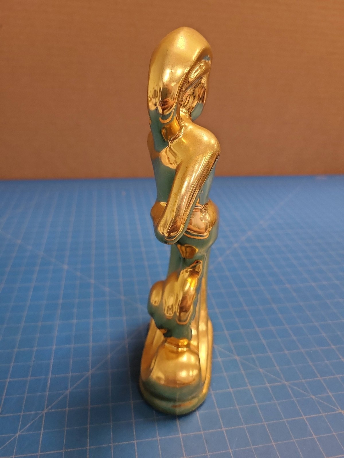 Gold Art Deco Style Lady Figurine Sculpture Sitting Woman Statuette King Import