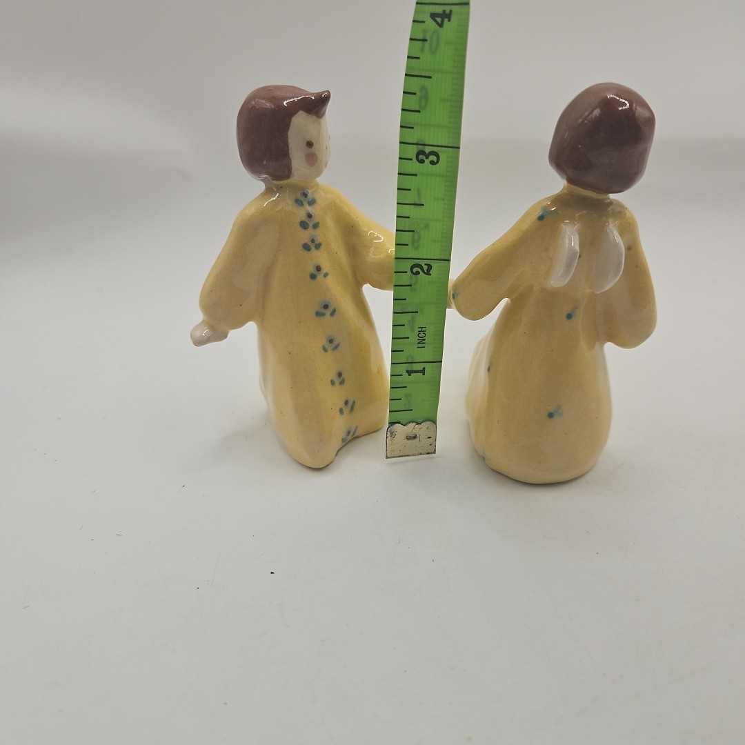 Two Vintage Yellow Angel Figures 3.5 Inches Tall