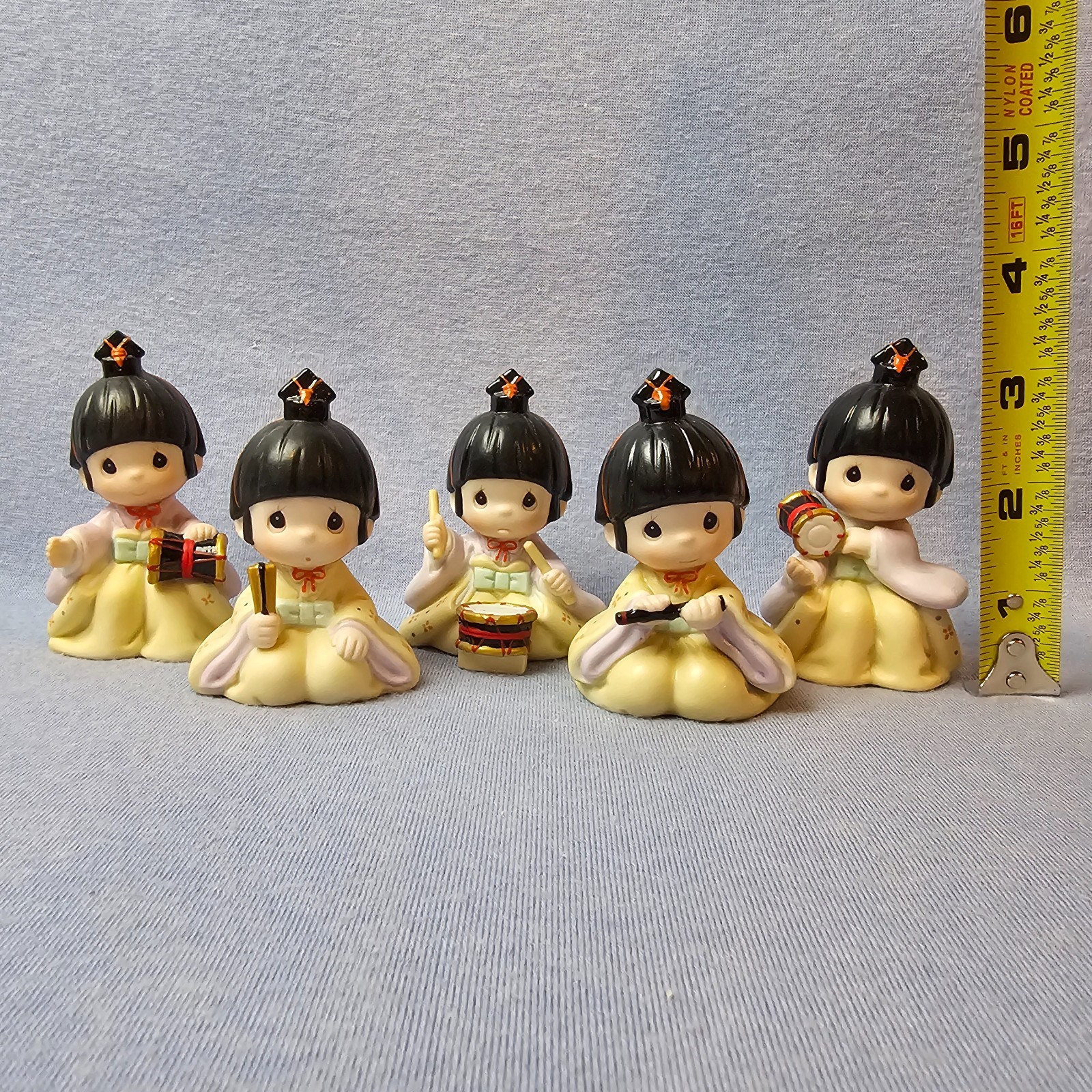 Precious Moments Japanese Rhythym & Flute 791091 Traditional Taiko Drummers EUC