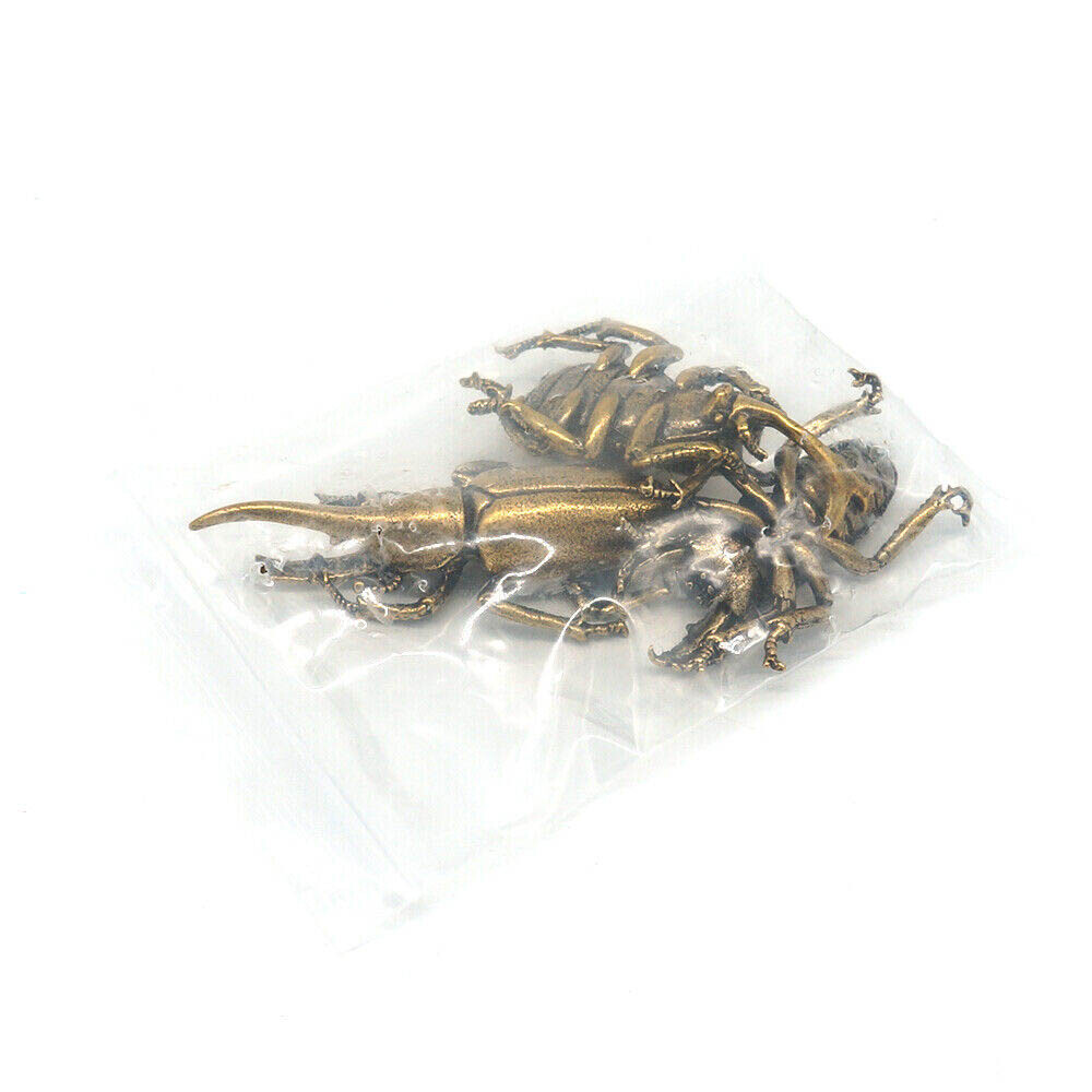 3PCS Solid Brass Insect Figurine Beetle Statue Home Animal Decor Ornament Gifts