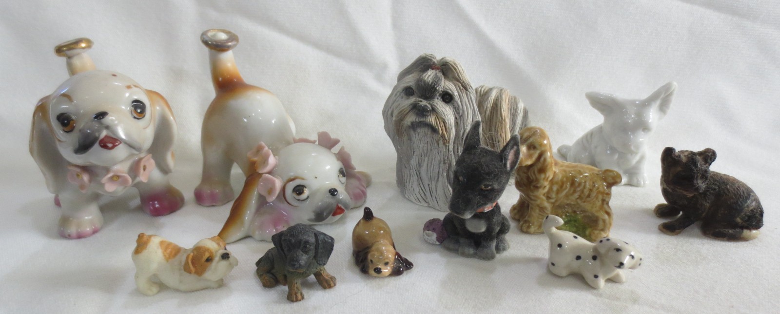 Lot of 11 Dog Miniature Vintage/Antique Collectible Figurines Porcelain +Japan
