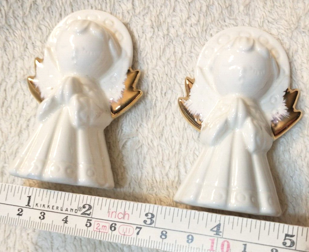 White Gold Guilded Angel Ornament Christmas A58