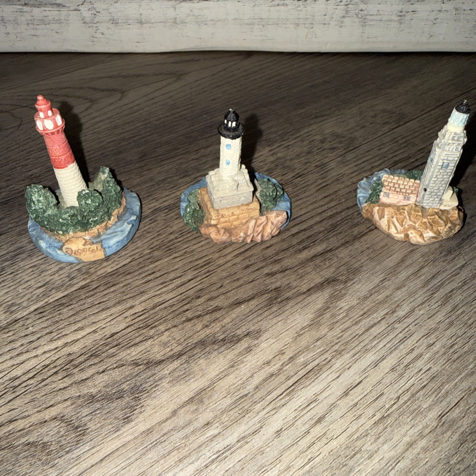 Giftcraft Harbor Lighthouse Miniature Resin Figurines Lot of 3 Nautical Decor