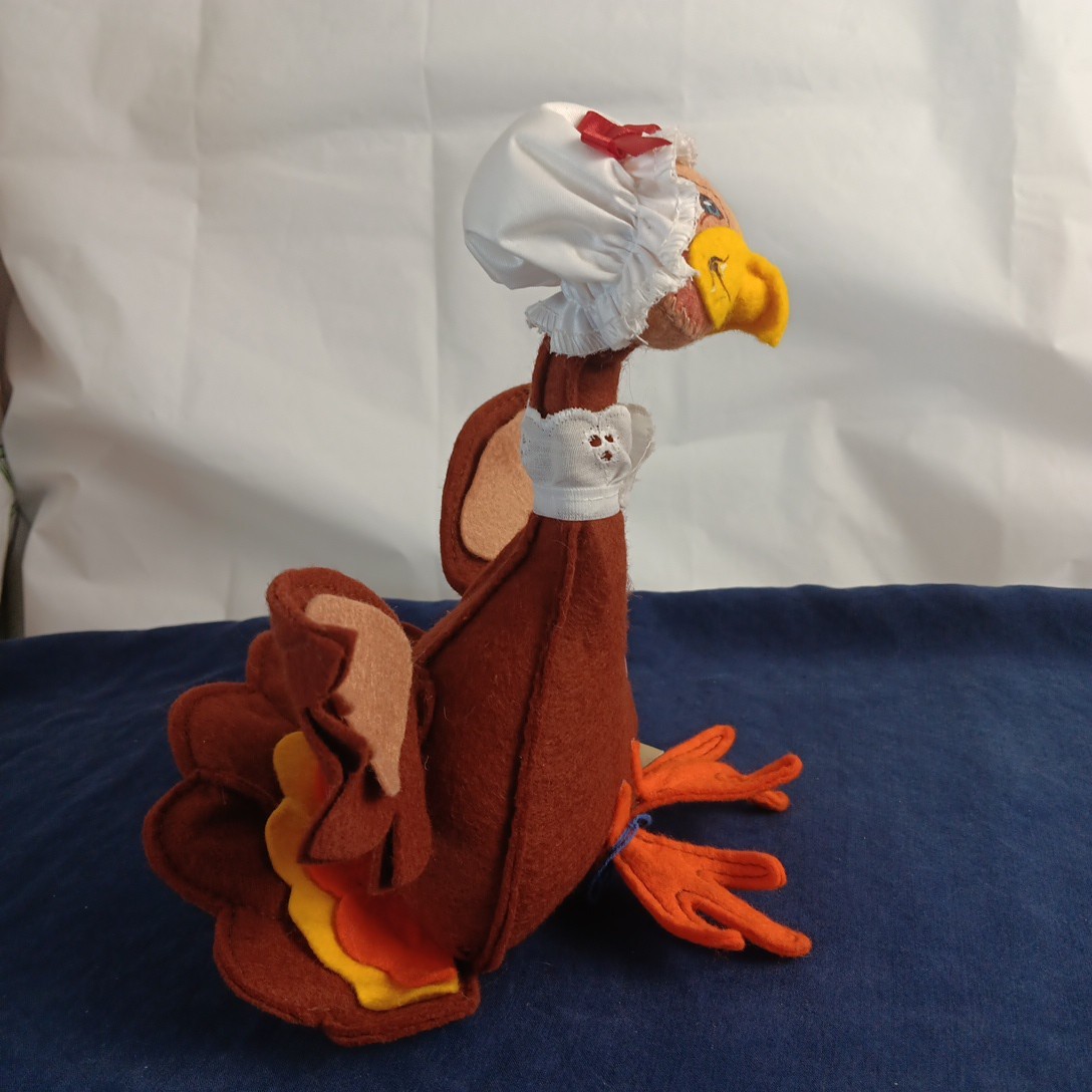 Annalee Turkey Bird Pilgrim Hat Felt Doll Autumn Fall Thanksgiving 1995 Tags
