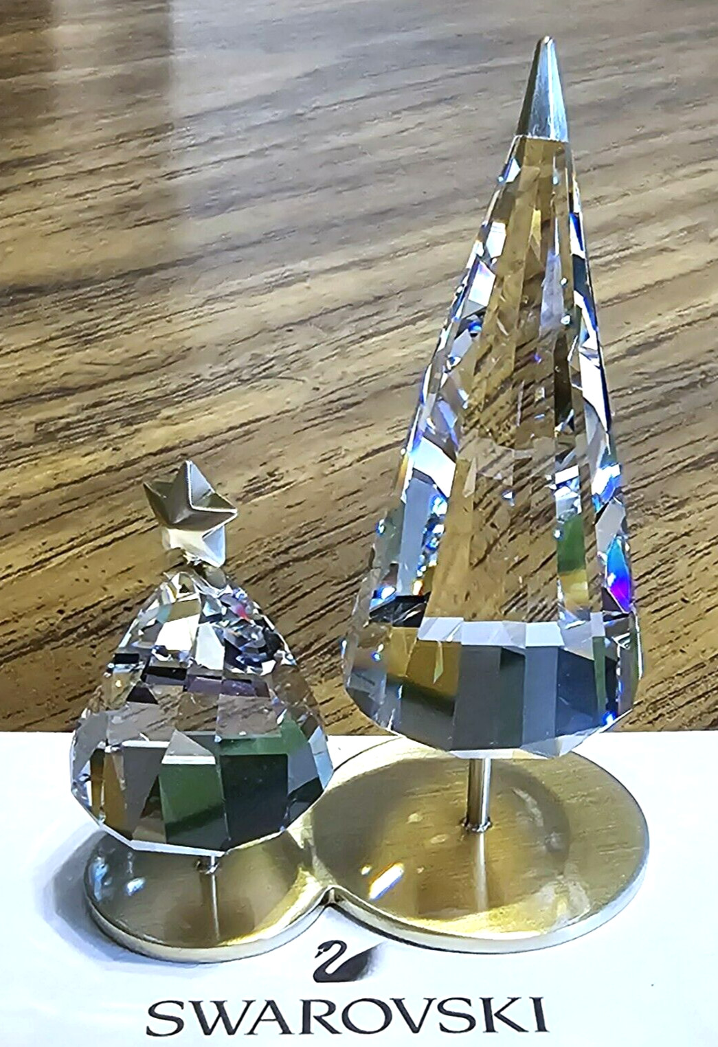 🎄Swarovski Crystal 2021 Holiday Magic Golden Christmas Winter Tree Duo Figurine
