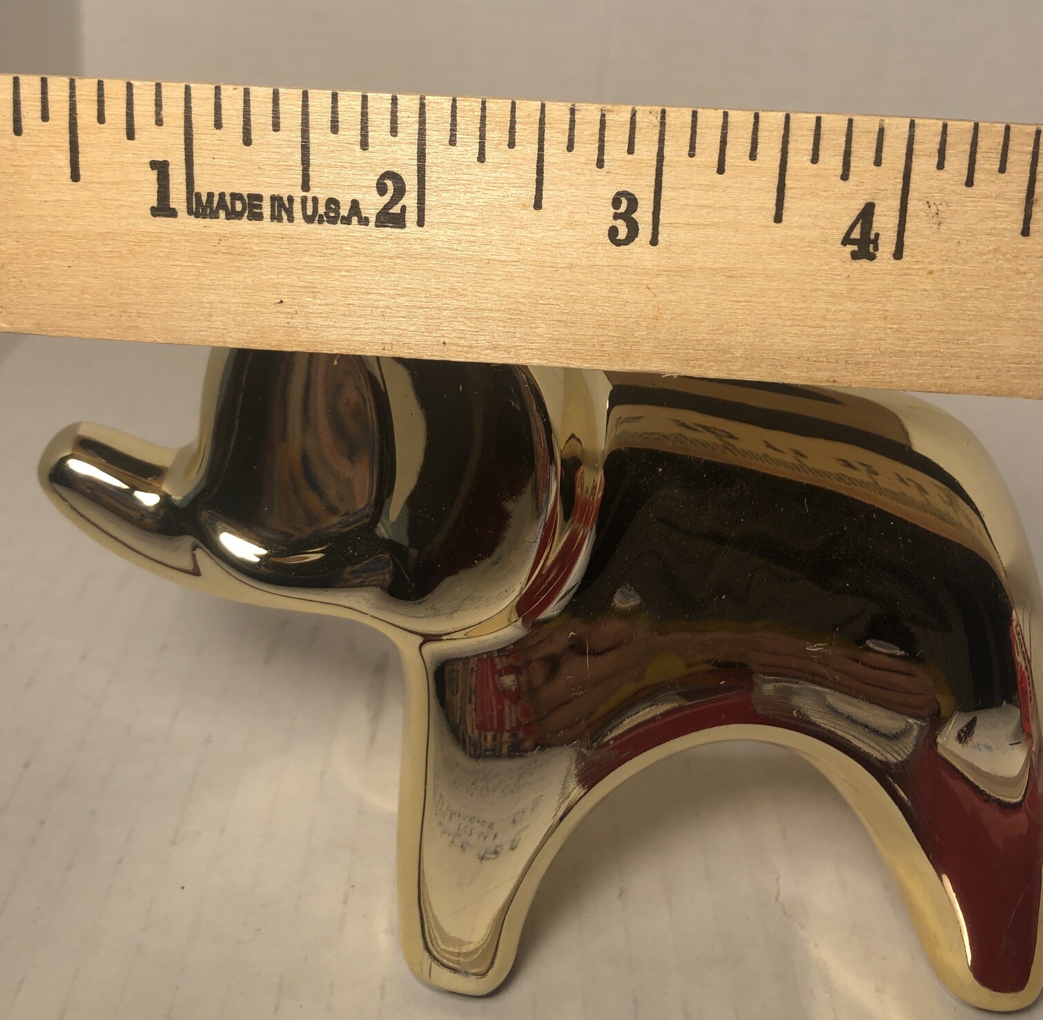Baby Elephant Metallic Ceramic Gold Shine Glossy Figure 5×3 1/2