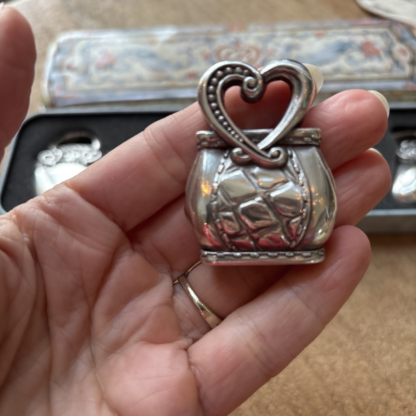 Brighton Accent Purse Shaped Place Picture/Card Holders, Set of 4 Silver Plated