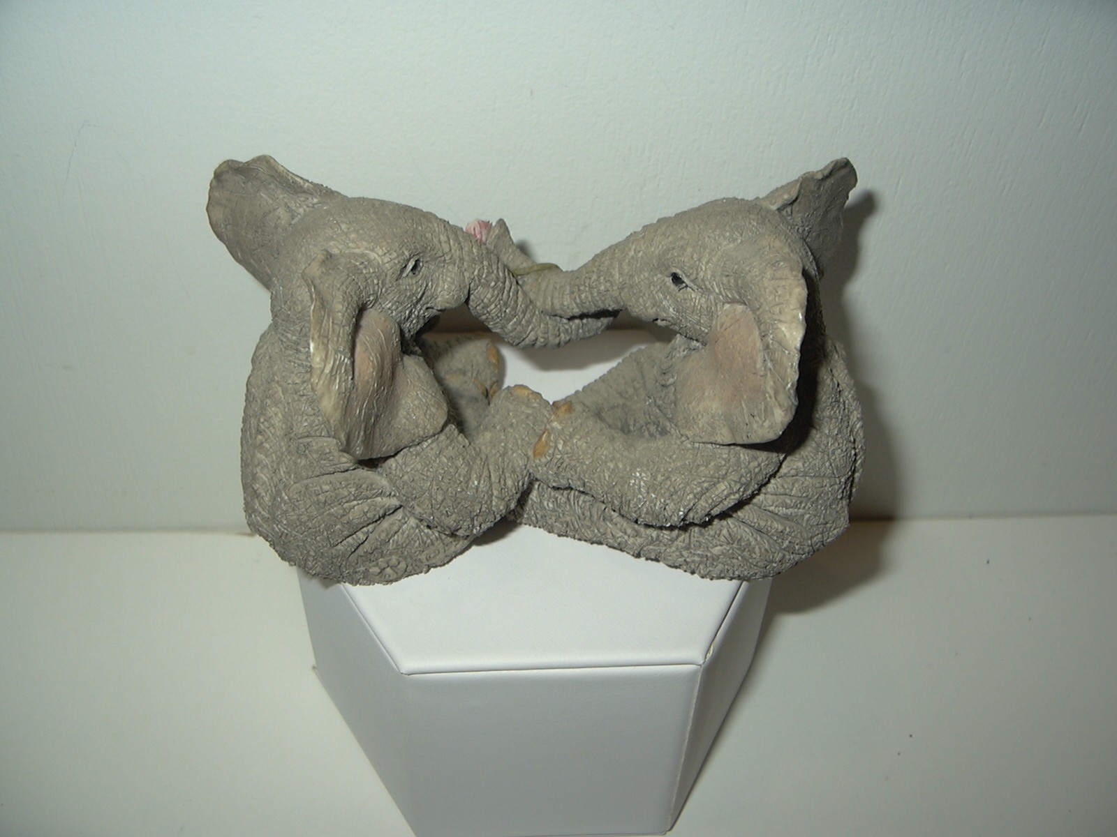 Vtg Fay & Fenella Tuskers Entwined Trunks With Roses Elephant Figurine Sculpture
