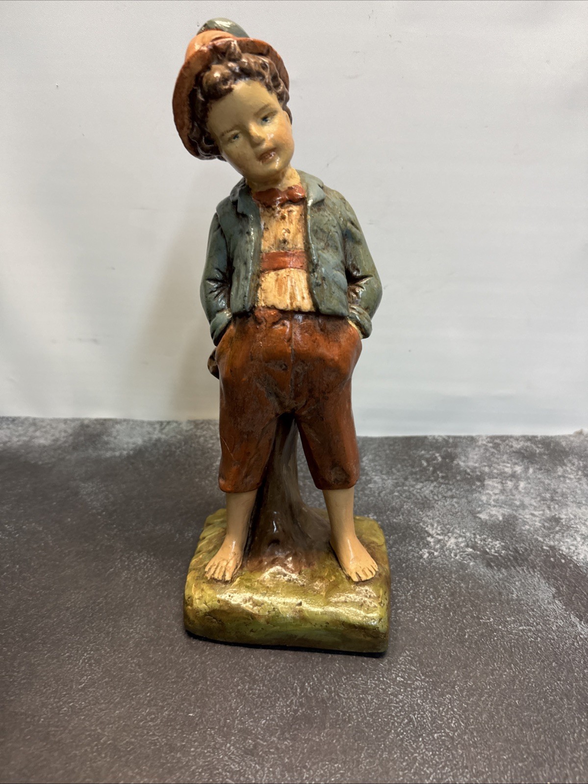 Vintage Borghese Chalkware Peasant Boy Figurine 13.5 Inches c.1950s