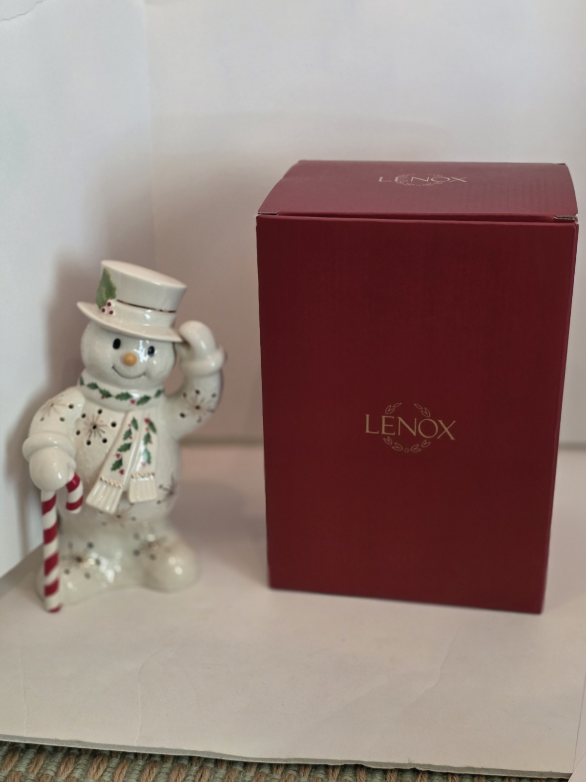 Rare LENOX “Happy Holly Days”™ Change Multi Colors Lighted SNOW MAN New In Box