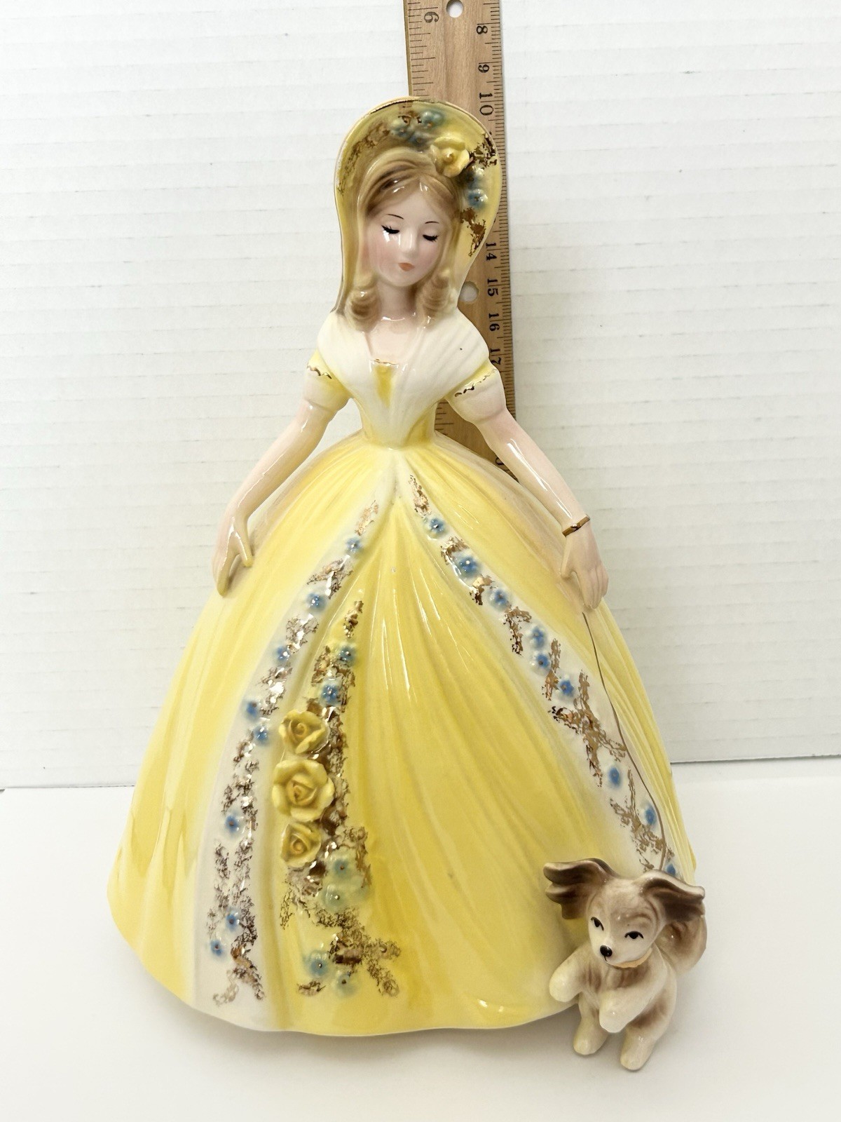 Josef Originals Elegant Ladies Series First Date Figurine Puppy Dog Large 8 3/4”