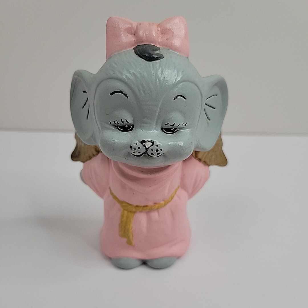 Set of 2 Ceramic Angel Monk Mice Figurines Hand Painted Hobbyist Boy Girl Vtg
